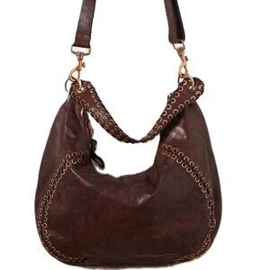 Campomaggi NWT Dalia Threaded Rocker Shoulder Bag Brown